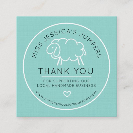 Strick lambswool Schafe Logo aqua Danke Treuekarte (Vorderseite)