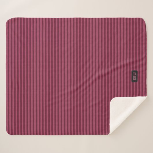 Strick Look Two Tone Berry Stripe - Ihre Initialen Sherpadecke (Vorderseite (Horizontal))