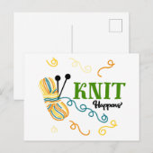 Strick macht mehrfarbiges Garn lustig Postkarte (Vorne/Hinten)