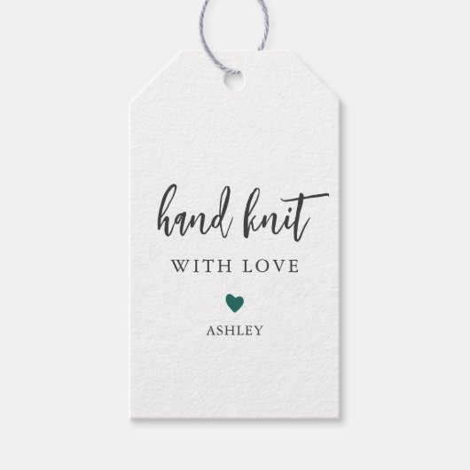 Strick mit Liebe, handgefertigt Geschenkanhänger (Vorderseite)