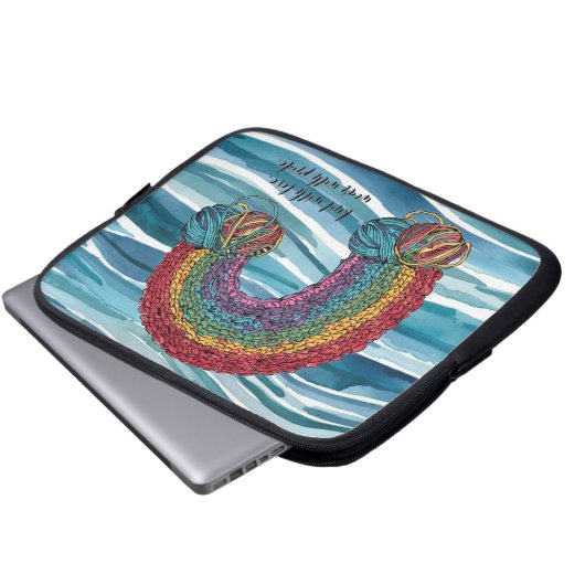 Strick mit Liebe mit Stolz Laptopschutzhülle (Vorne Knopf)