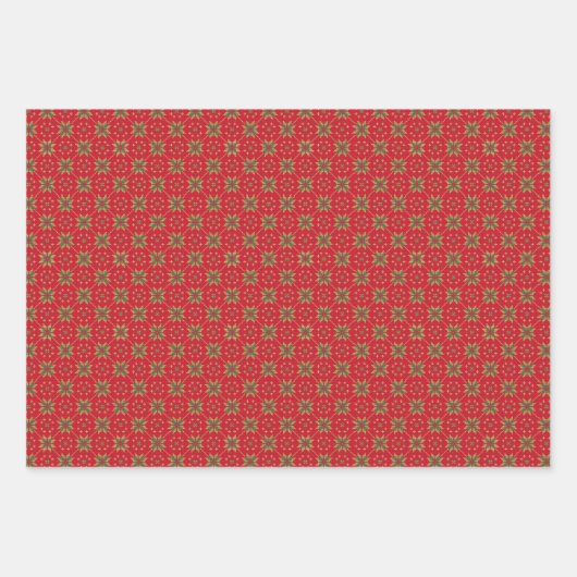 Strick-Muster in Rot und Grün Geschenkpapier Set (Vorderseite 2)