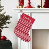 Strick-Muster in Rot und Weiß Kleiner Weihnachtsstrumpf