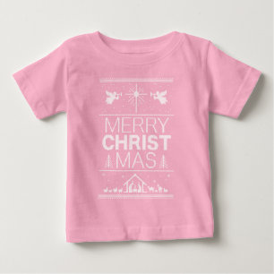 Strick Nativity Ugly Christmas Sweater Christlich Baby T-shirt