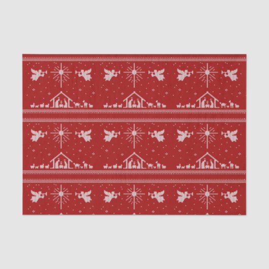Strick Nativity Ugly Christmas Sweater Religious R Seidenpapier (Vorderseite)