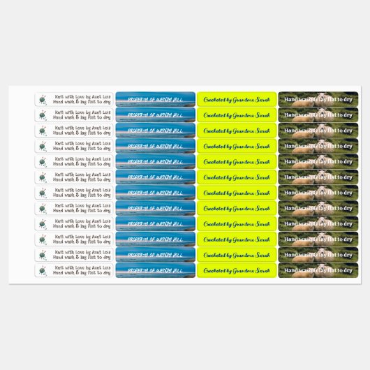 Strick- oder Bekleidungsmarken Etiketten (Blatt)