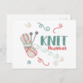 Strick passiert mit mehrfarbigem Garn - Knitter Fu Postkarte (Vorne/Hinten)