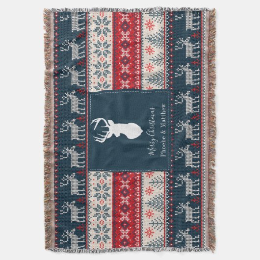 Strick Pattern Weihnachten Personalisiert Decke (Vorderseite Vertikal)