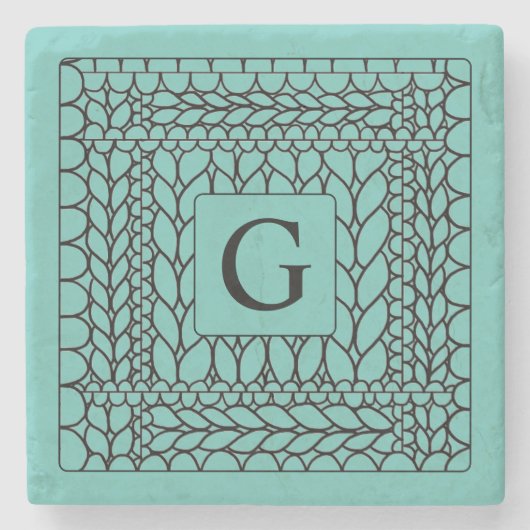 STRICK PURL AQUAMARIN Marble Stone Untersetzer + I (Vorderseite)