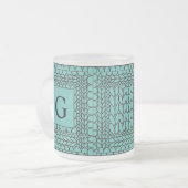 STRICK PURL AQUAMARIN Mattierte Glas Tasse + Urspr (Vorderseite Links)