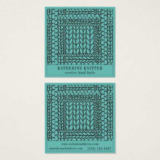 STRICK PURL AQUAMARIN Square Business Card (Vorne & Hinten)