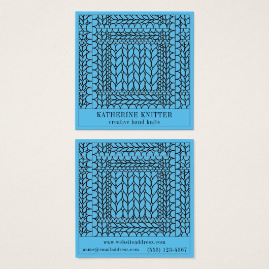 STRICK PURL BLUE Square Business Card (Vorne & Hinten)