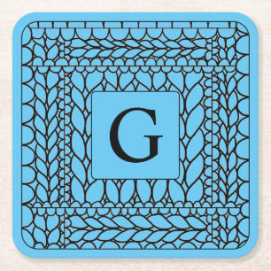 STRICK PURL BLUE Square Paper Untersetzer + Initia