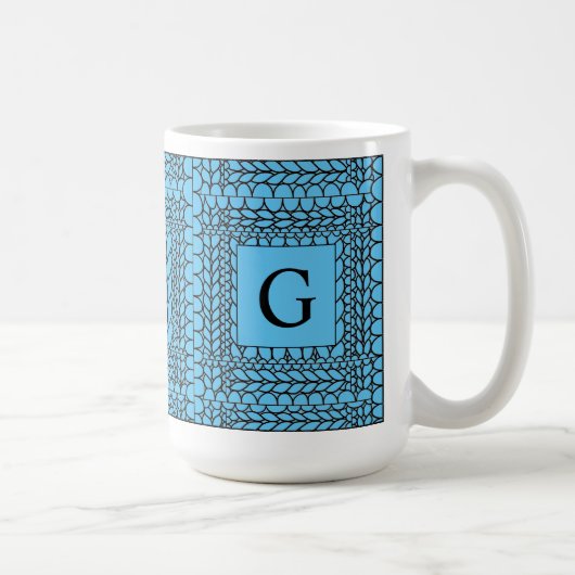 STRICK PURL BLUE Tallweiße Tasse + Text (Rechts)