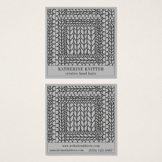 STRICK PURL GRAY Square Business Card (Vorne & Hinten)