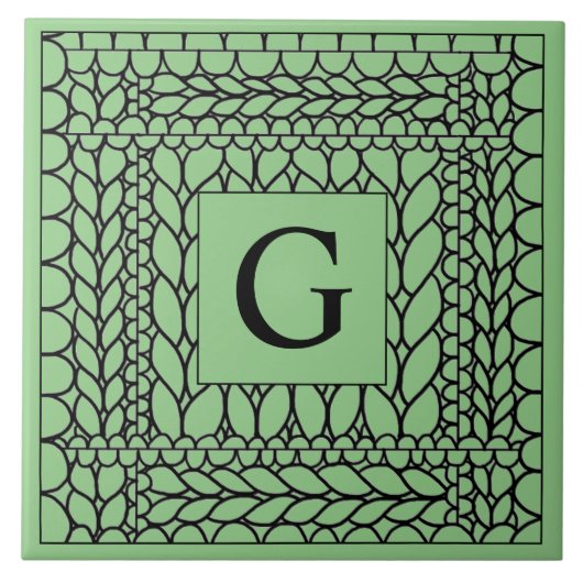 STRICK PURL SAGE Keramik Tile + Initial Fliese (Vorderseite)