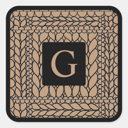 STRICK PURL TAN Große Aufkleber am Platz + Initial (Vorderseite)