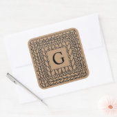 STRICK PURL TAN Große Quadrat Sticker + Erste Schr (Umschlag)