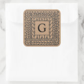 STRICK PURL TAN Große Quadrat Sticker + Erste Schr (Tasche)