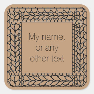STRICK PURL TAN Große Quadrat Sticker + Text