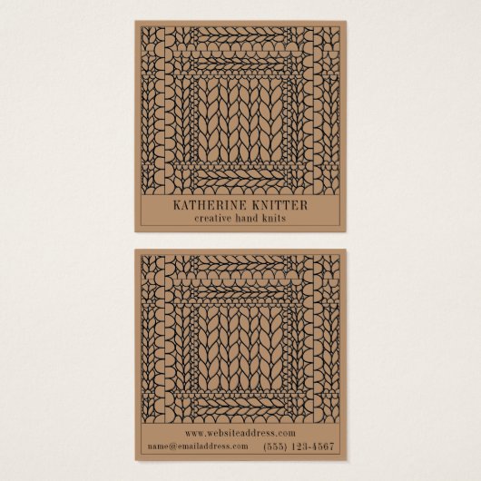 STRICK PURL TAN Square Business Card (Vorne & Hinten)