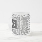 STRICK PURL WHITE Mattiert Glass Tasse + Initial I (Vorderseite Links)