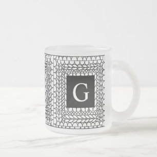 STRICK PURL WHITE Mattiert Glass Tasse + Initial I