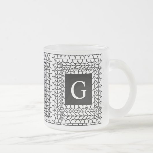 STRICK PURL WHITE Mattiert Glass Tasse + Initial I (Rechts)
