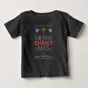 Strick Religiöser Christlicher Weihnachtssüßer Baby T-shirt