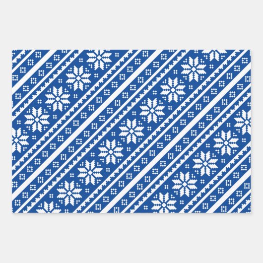 Strick-Schneeflockenmuster Weihnachten Geschenkpapier Set (Vorderseite 3)