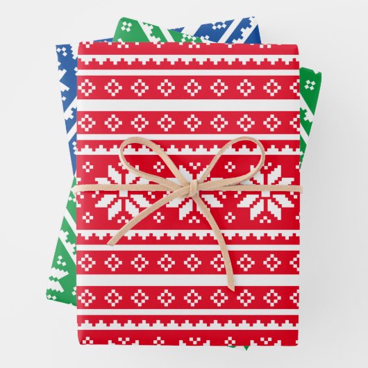 Strick-Schneeflockenmuster Weihnachten Geschenkpapier Set (Beispiel)