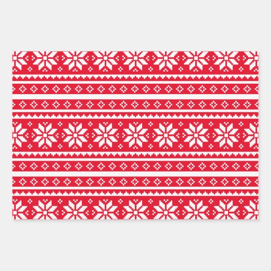 Strick-Schneeflockenmuster Weihnachten Geschenkpapier Set (Vorderseite)