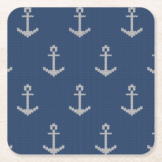 Strick-Seeanker Rechteckiger Pappuntersetzer (Vorderseite)