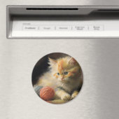 Strick spielt Orange Kitten mit Garn Magnet (In Situ (Geschirrspüler))