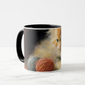 Strick spielt Orange Kitten mit Garn Tasse (Vorderseite Links)