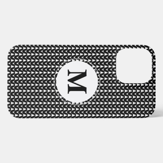 Strick Stitch Handarbeit Black Monogram iPhone Cas iPhone Hülle (Rückseite (Horizontal))