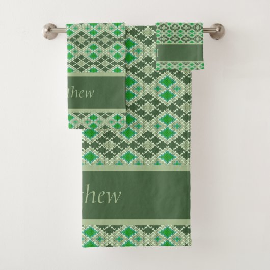 Strick Sweater Look Geometrisches Muster Badhandtuch Set (Insitu)