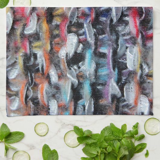 Strick Wolle bunt Geschirrtuch (Gefaltet)