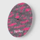 Strick Wolle Struktur mit rosa und graufarbenen Fa Große Wanduhr (Winkel)