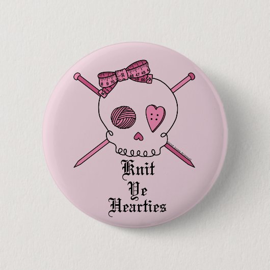 Strick YE Hearties (rosa Hintergrund) Button (Vorderseite)