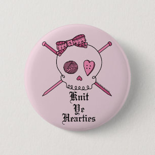 Strick YE Hearties (rosa Hintergrund) Button