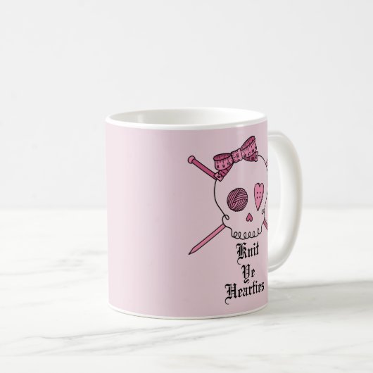 Strick YE Hearties (rosa Hintergrund) Kaffeetasse (VorderseiteRechts)
