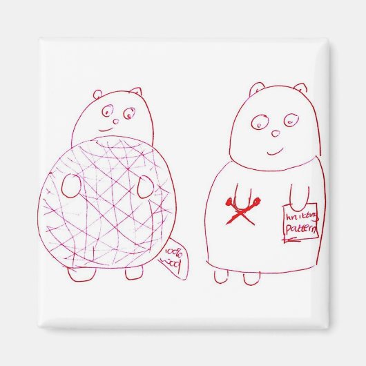 Strickbär mit Ball aus Wolle Magnet (Vorne)