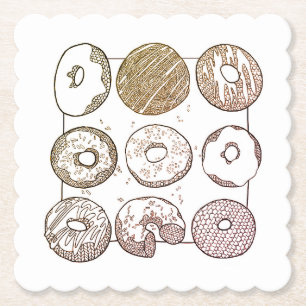Strickdonuts - gewellte quadratische Papierunterse Untersetzer