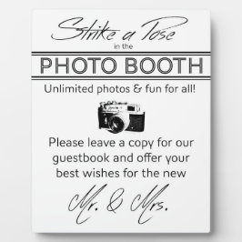 Stricken einer Pose Foto Booth Plaque Fotoplatte