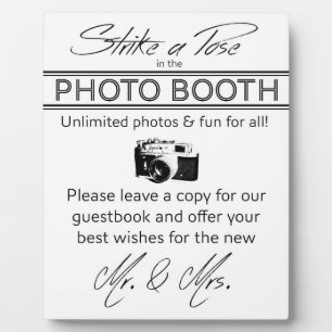 Stricken einer Pose Foto Booth Plaque Fotoplatte