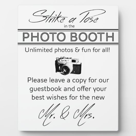 Stricken einer Pose Foto Booth Plaque Fotoplatte (Vorderseite)