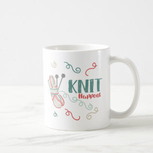 Stricken Happens Mehrfarbige Wolle Lustige Stricke Kaffeetasse
