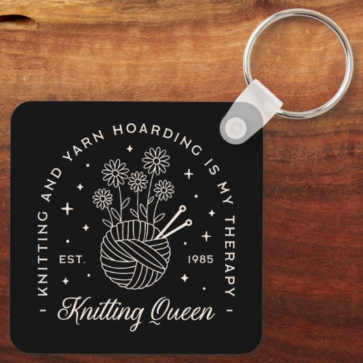 Stricken ist meine Therapie Garnhorn Schlüsselanhänger (Rückseite)