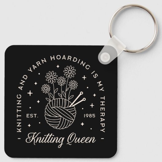 Stricken ist meine Therapie Garnhorn Schlüsselanhänger (Rückseite)